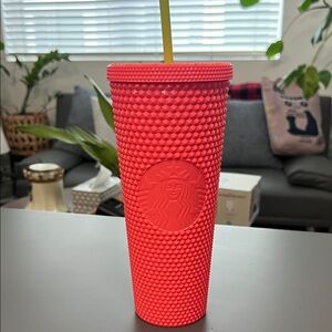 Starbucks Vibrant Red Studded Tumbler with Straw